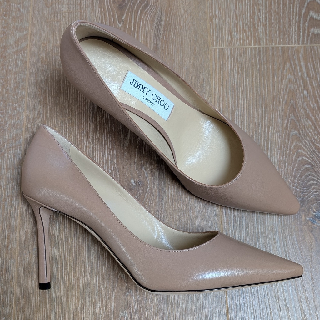 Nib Jimmy Choo Beige Leather Stiletto Pumps